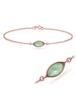 Rose Gold Plated Prehnite Silver Bracelet BRS-388-RO-GP